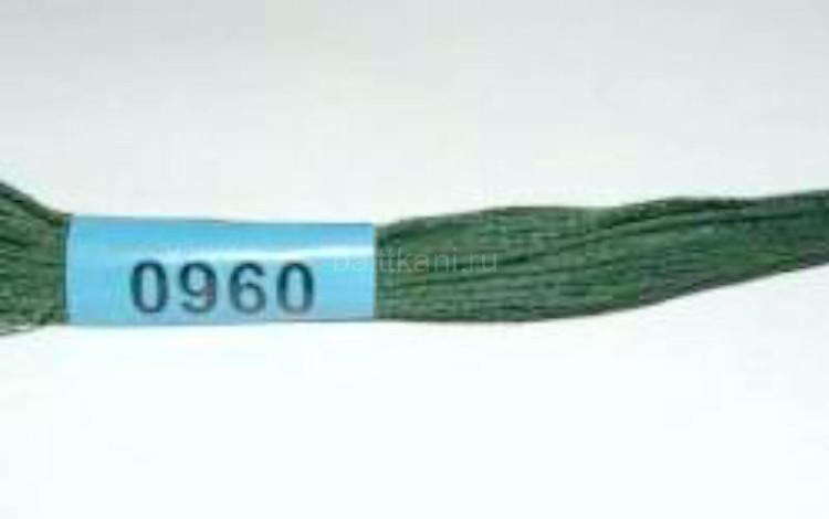 Нитки для вышивания "GAMMA" мулине ( 0820-3070 ) х/б 24 x 8 м №0960 т.зеленый