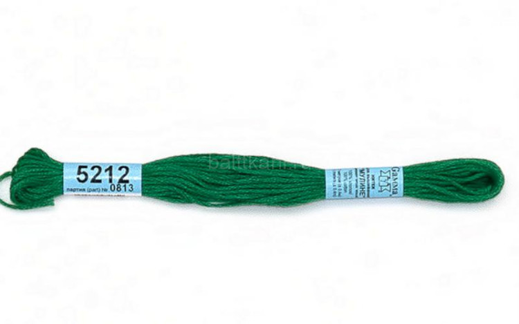 Нитки для вышивания "GAMMA" мулине ( 3173-6115 ) х/б 24 x 8 м №5212 т.зеленый