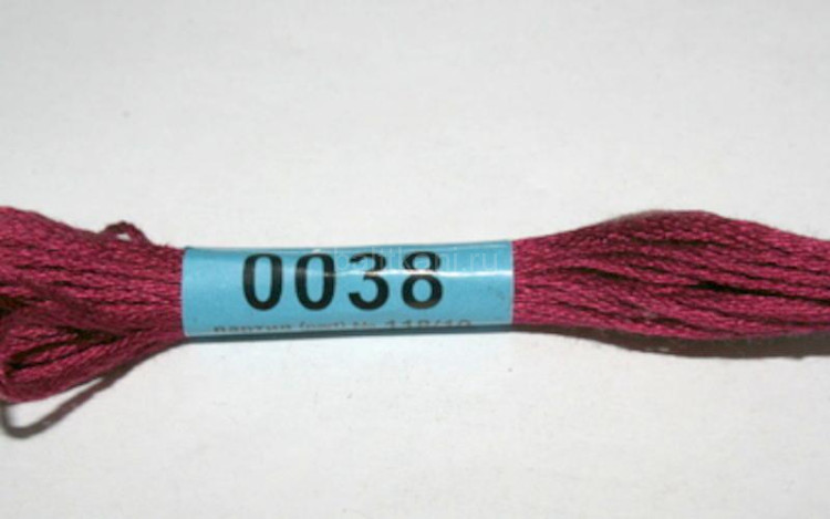 Нитки для вышивания "GAMMA" мулине ( 0001-0206 ) х/б 24 x 8 м №0038 вишневый