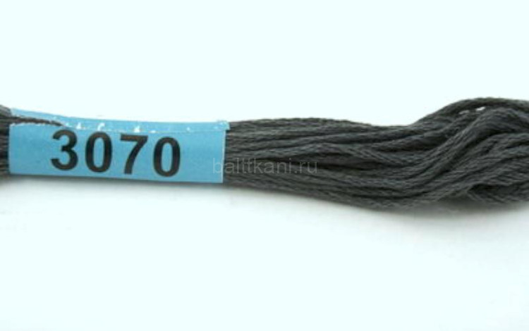 Нитки для вышивания "GAMMA" мулине ( 0820-3070 ) х/б 24 x 8 м №3070 т.серый