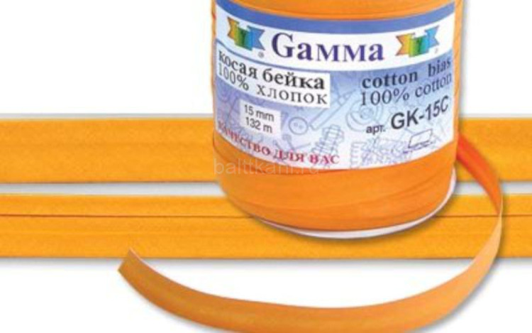 Косая бейка "Gamma" GK-15P 14 - 15 мм 132 м ±1 м №022 оранжевый