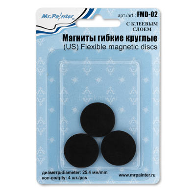 Магниты круглые "Mr. Painter" FMD-02 диам.24,5мм 4шт. гибкие с клеев.слоем