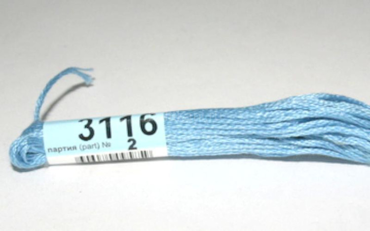 Нитки для вышивания "GAMMA" мулине ( 3071-3172 ) х/б 24 x 8 м №3116 голубой