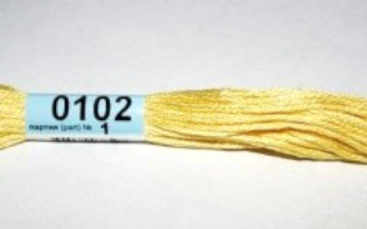 Нитки для вышивания "GAMMA" мулине ( 0001-0206 ) х/б 24 x 8 м №0102 св.лимонный