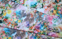 РАСПРОДАЖА Шифон креп стрейч набивной ш. 150 см R-020 Цветы микс мелкие