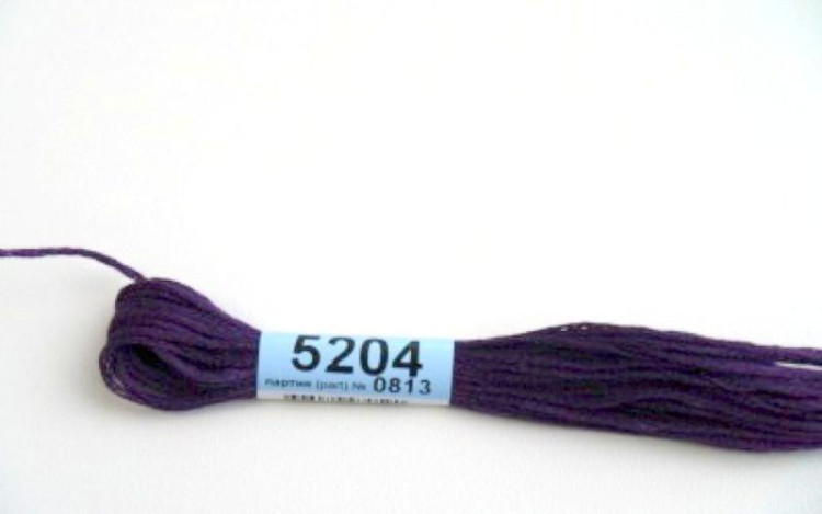 Нитки для вышивания "GAMMA" мулине ( 3173-6115 ) х/б 24 x 8 м №5204 т.т.сиреневый