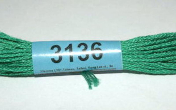 Нитки для вышивания "GAMMA" мулине ( 3071-3172 ) х/б 24 x 8 м №3136 яр.зеленый