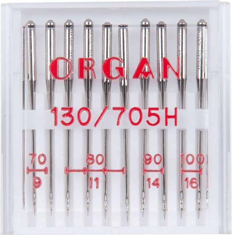 Иглы для быт. шв. машин "ORGAN" универсальные130*705 Н №70-100 10шт блистер-пенал