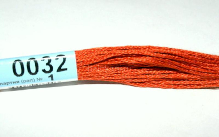 Нитки для вышивания "GAMMA" мулине ( 0001-0206 ) х/б 24 x 8 м №0032 терракотовый