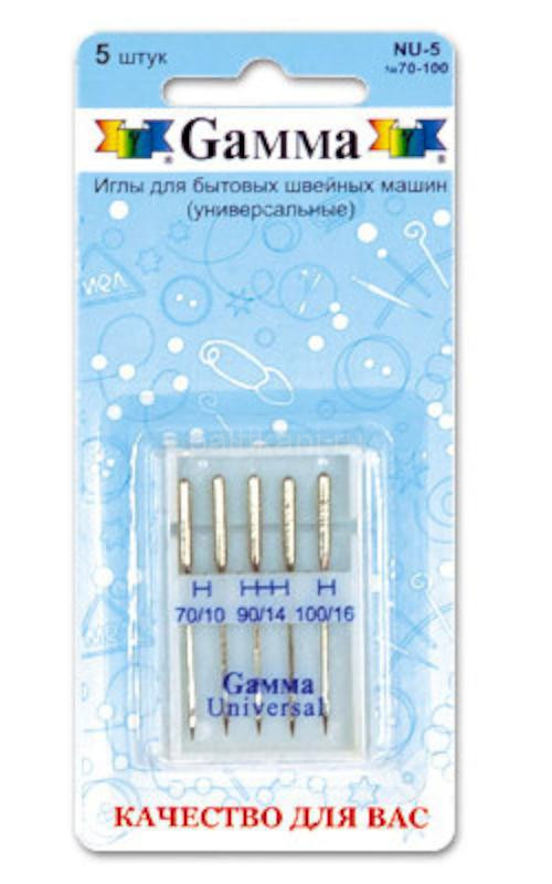 Иглы для быт. шв. машин "GAMMA" NT № 70 для трикотажа 5 шт М