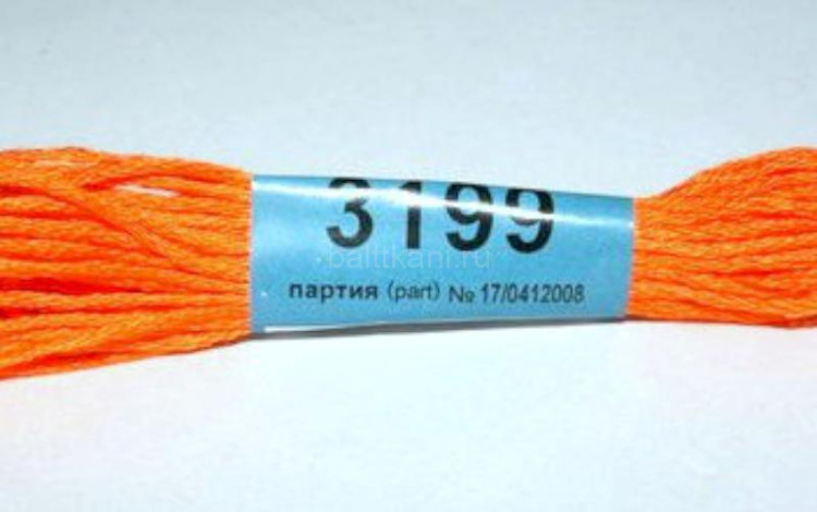 Нитки для вышивания "GAMMA" мулине ( 3173-6115 ) х/б 24 x 8 м №3199 яр.оранжевый