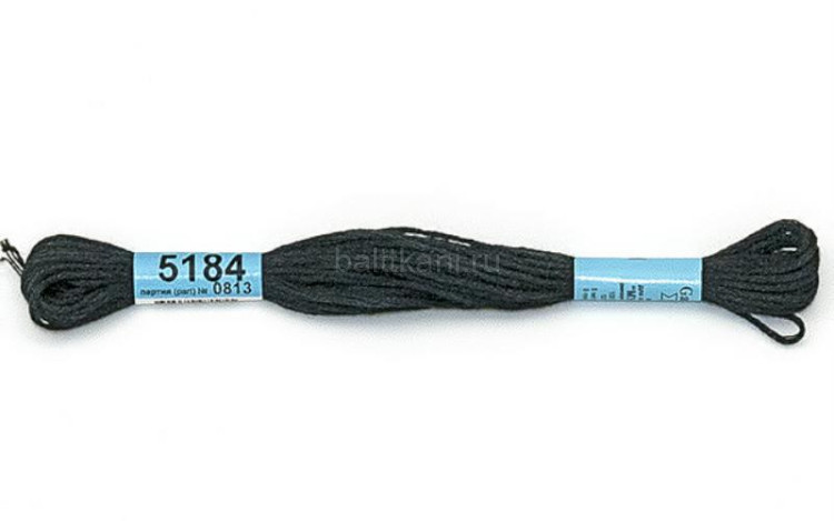 Нитки для вышивания "GAMMA" мулине ( 3173-6115 ) х/б 24 x 8 м №5184 черно-серый